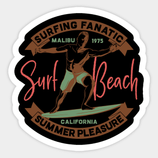 Surfing Fanatic Malibu California Sticker